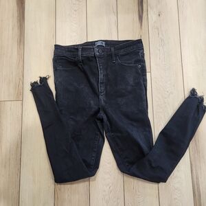 Abercrombie Black Distressed Women's High Risr Skinny Ankle Jeans